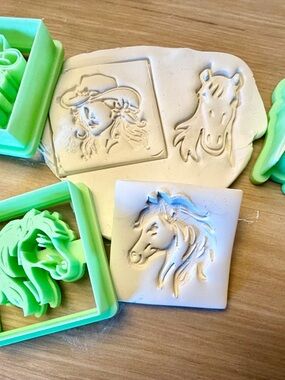 Western style Horse & Cowgirl Clay Stamp Set! Polymer clay cutters!